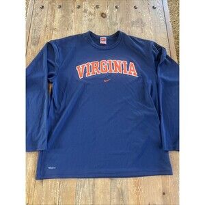 Vintage Nike FIT Virginia Cavaliers UVA Mens L Blue Center Swoosh Logo Y2K